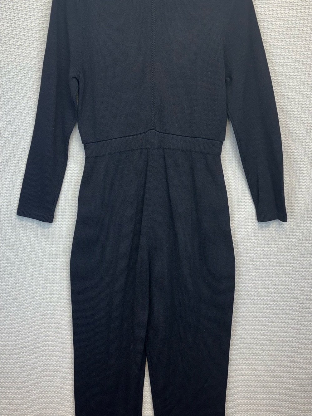 Vtg St John Knit Jumpsuit Black Size 8 Mock Turtleneck Classic Quiet Luxury EUC - Picture 5 of 12
